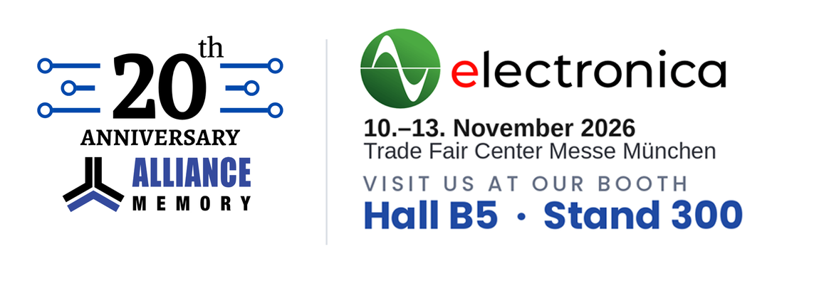 Alliance Memory 20th anniversary — electronica, 10–13 November 2026, Hall B5, Stand 300